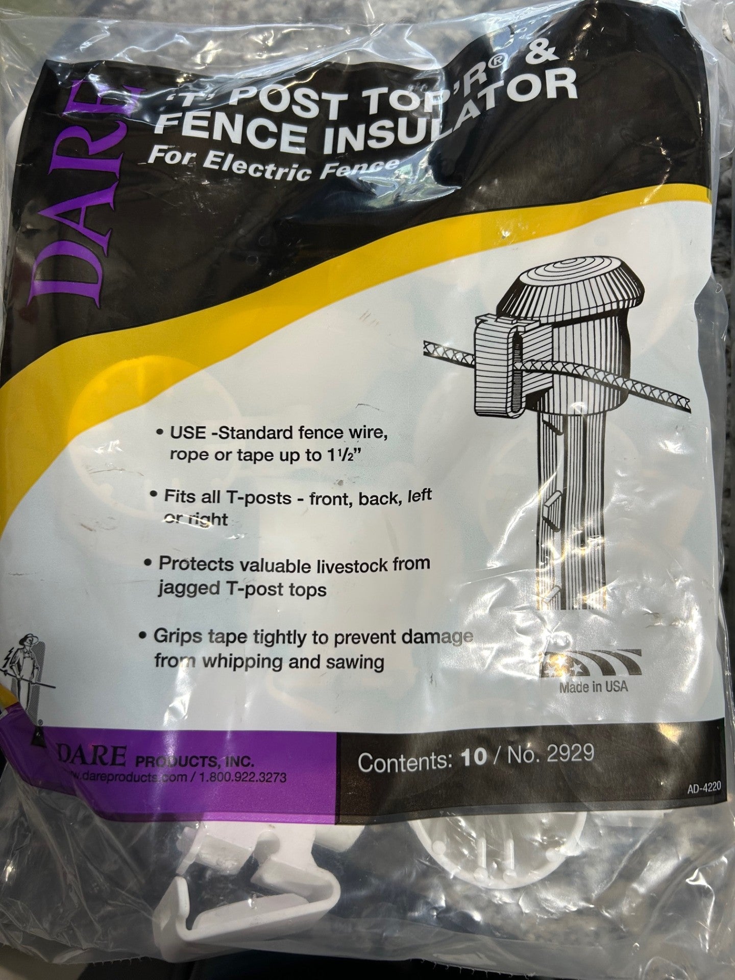 T POST TOP'R® SAFETY TOP AND ELECTRIC FENCE INSULATOR - 10 PACK